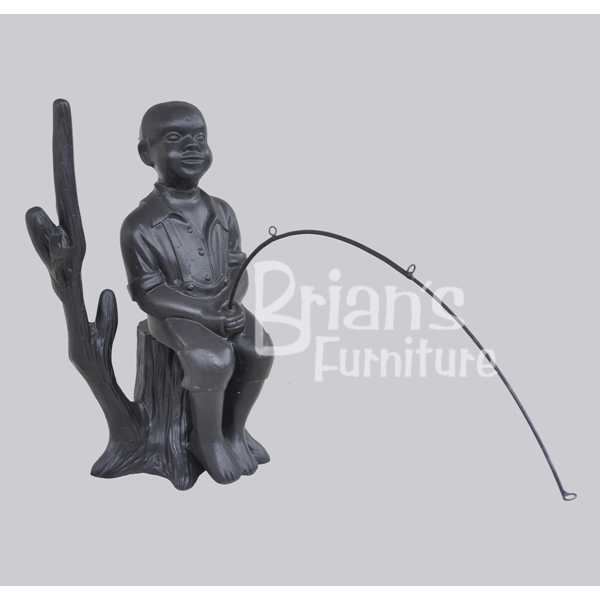 Fishing Boy with Pole on Stump Statue - 30